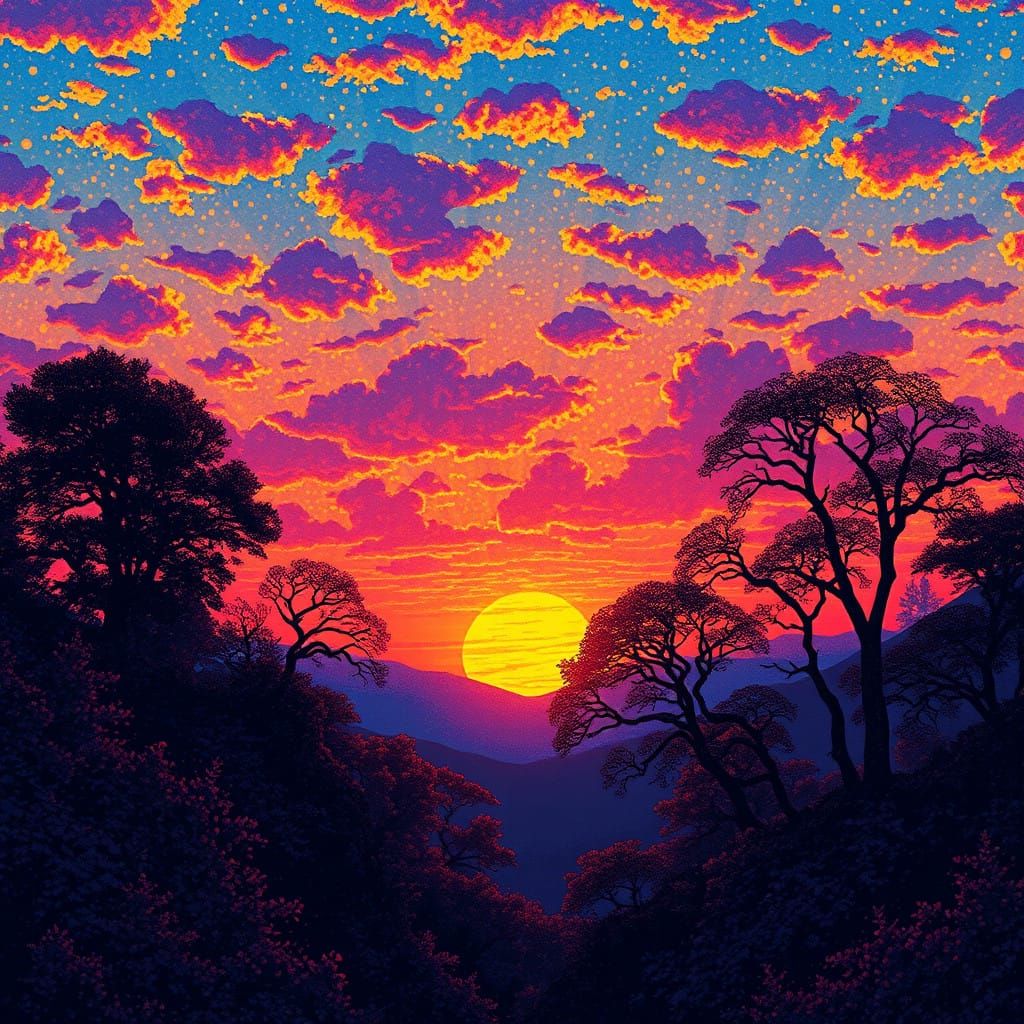 Vibrant Sunset in a Kaleidoscope of Colors