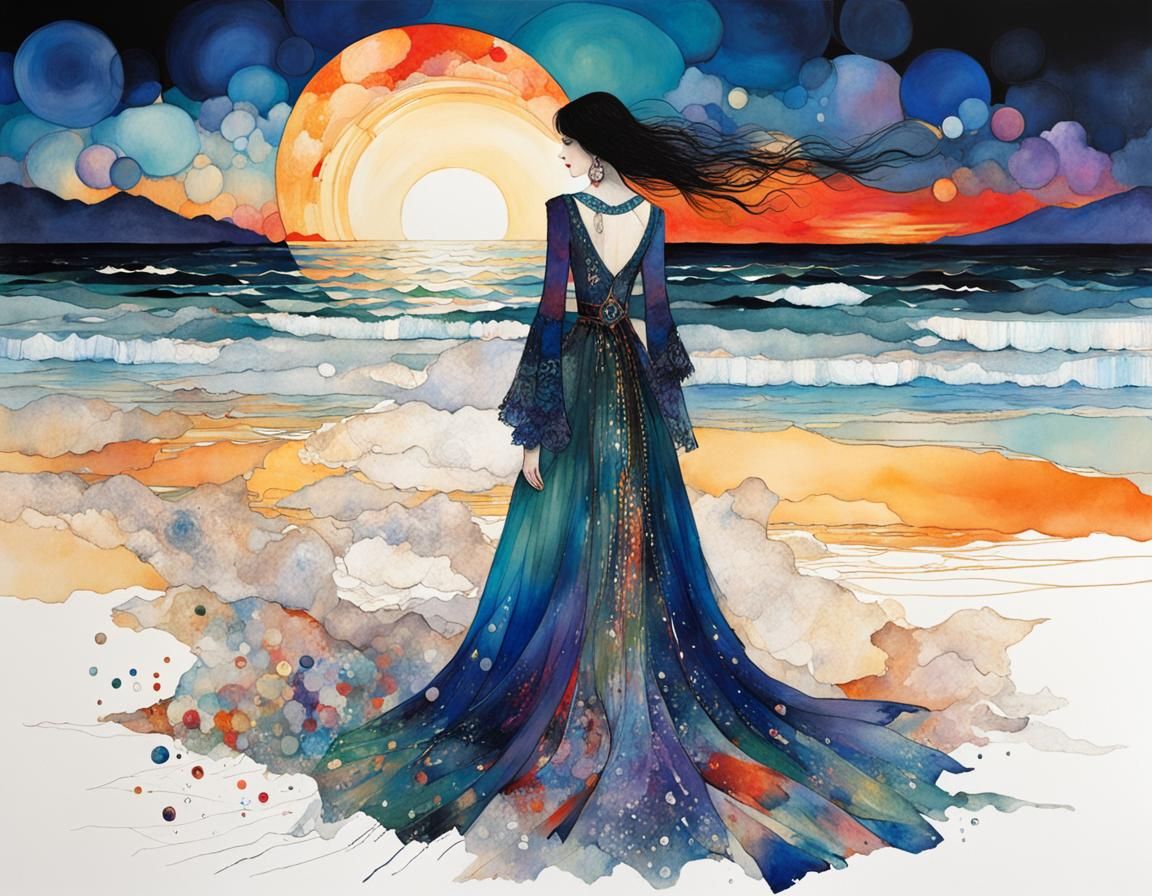 Sunset Beach Art Inspired by Fantasy Illustrators