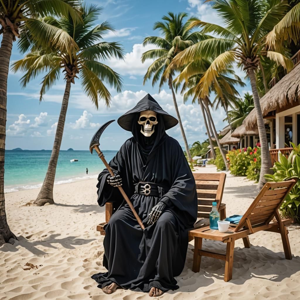 Grim Reaper's Tropical Beach Vacation