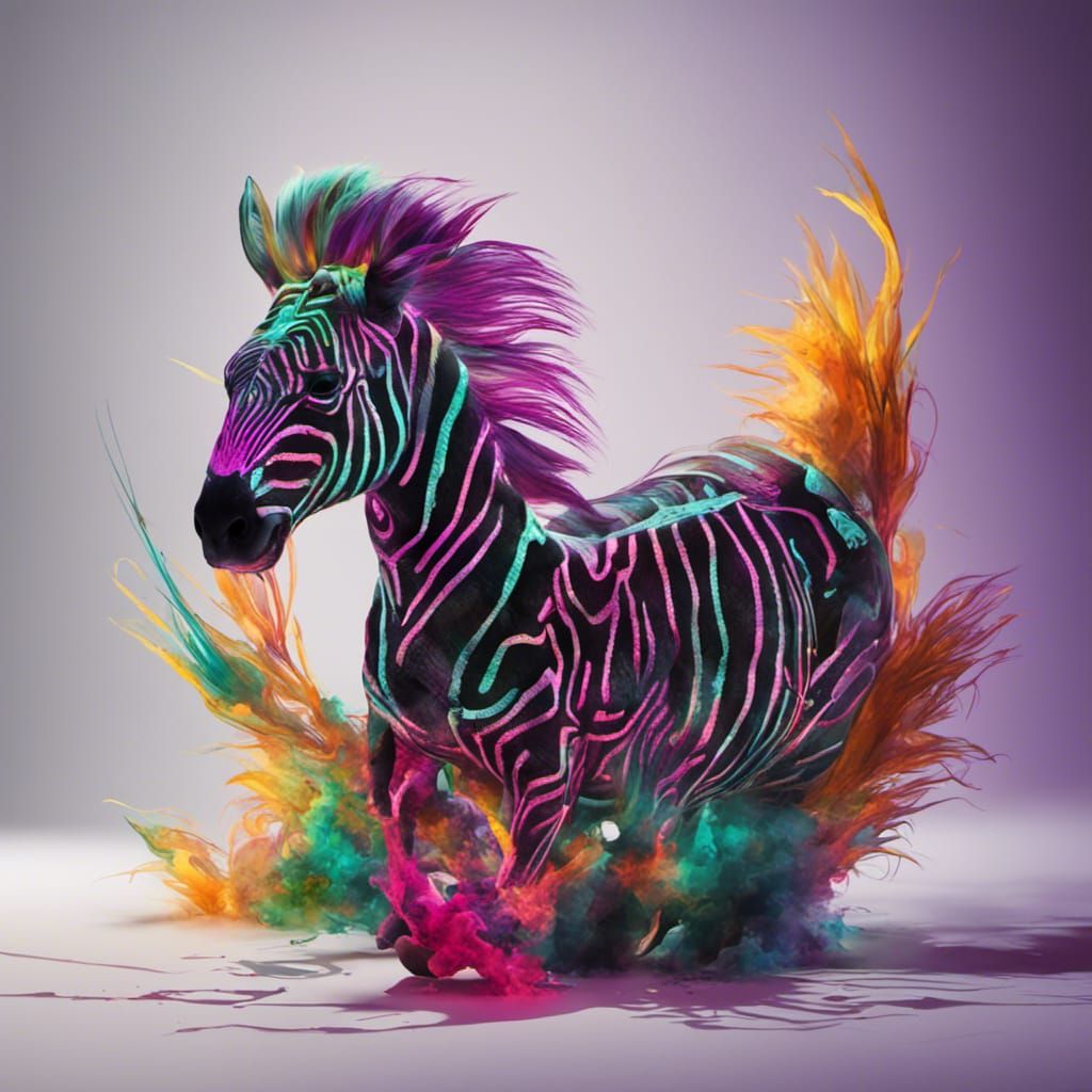 Neon Zebra in Hyperrealistic Style