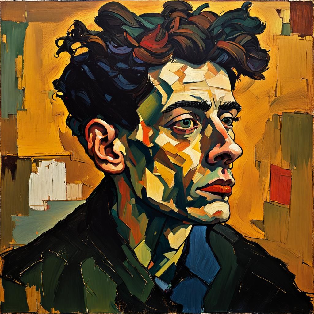 Melancholic Expressionist Portrait in Oil Paint