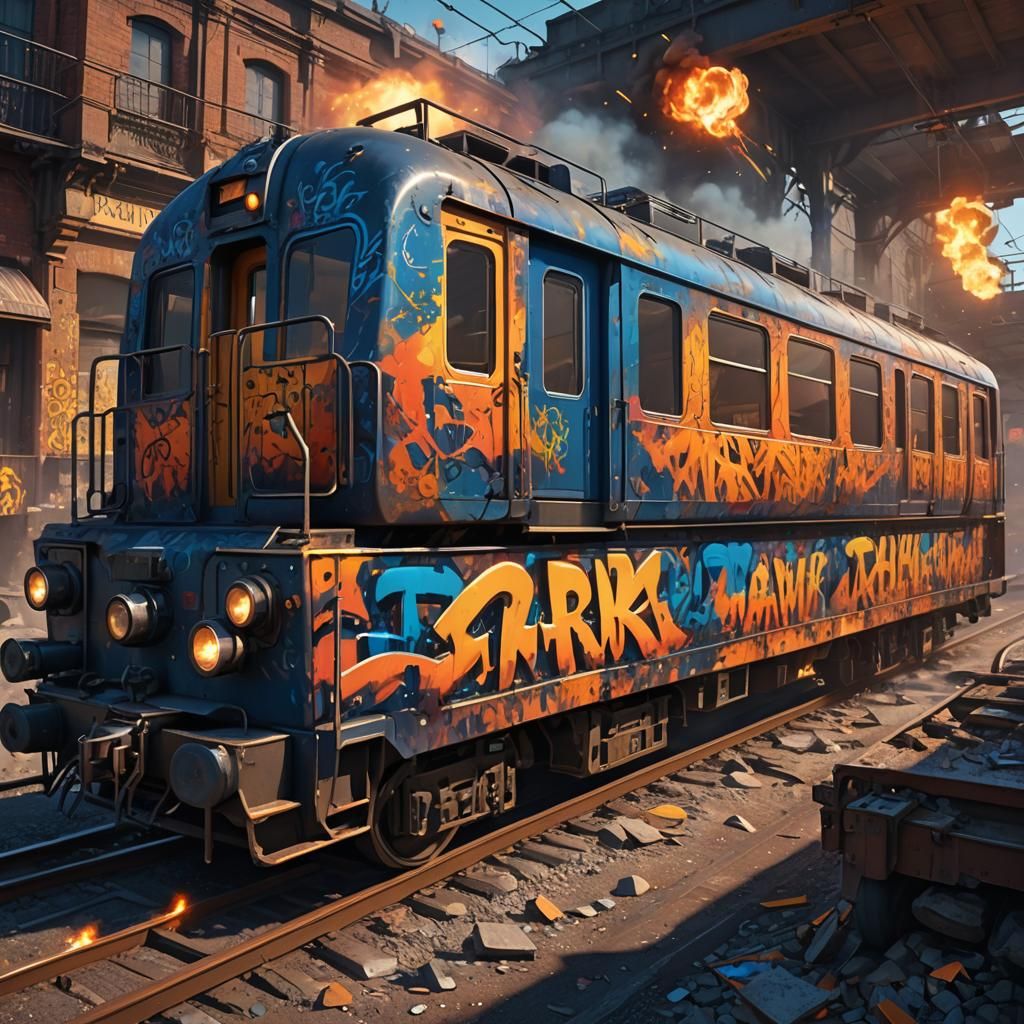 Graffiti Train Car in Fantastical Concept Art