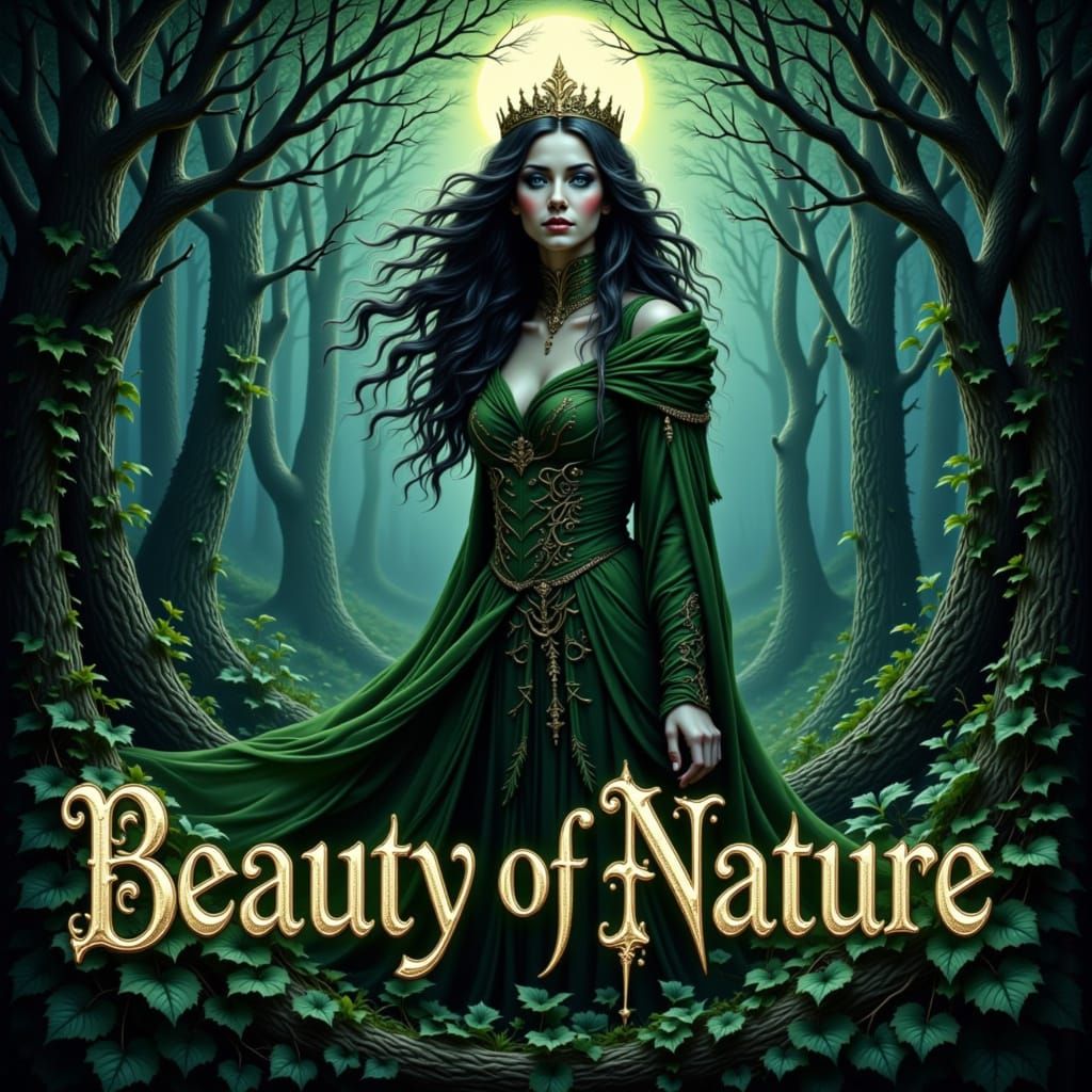 Forest Queen Portrait in Ethereal Camouflage