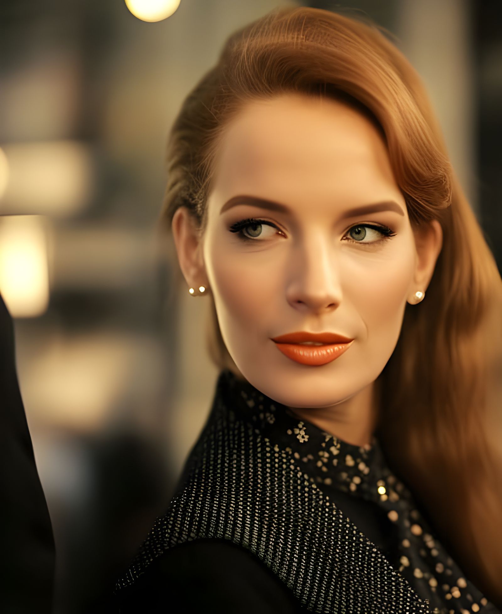 Photorealistic Woman in 1970s London Cafe