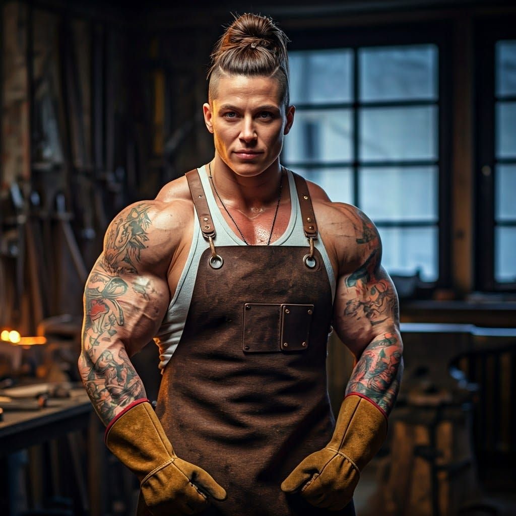 Butch Blacksmith Exudes Confidence in Workshop