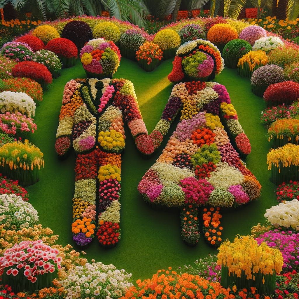 Love in Full Bloom as a Vibrant Floral Couple