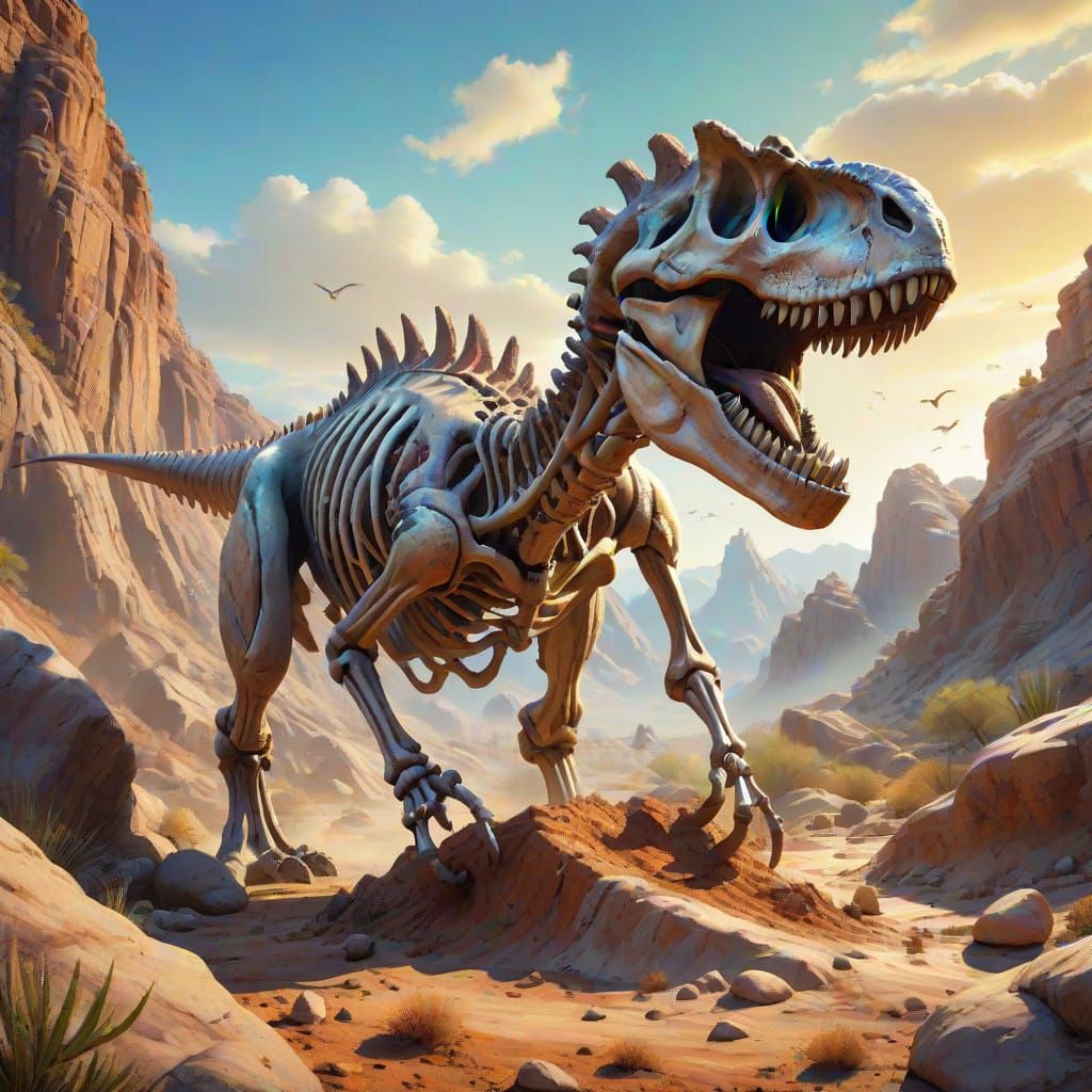 Dinosaur Skeleton Revealed in Desert Wilderness