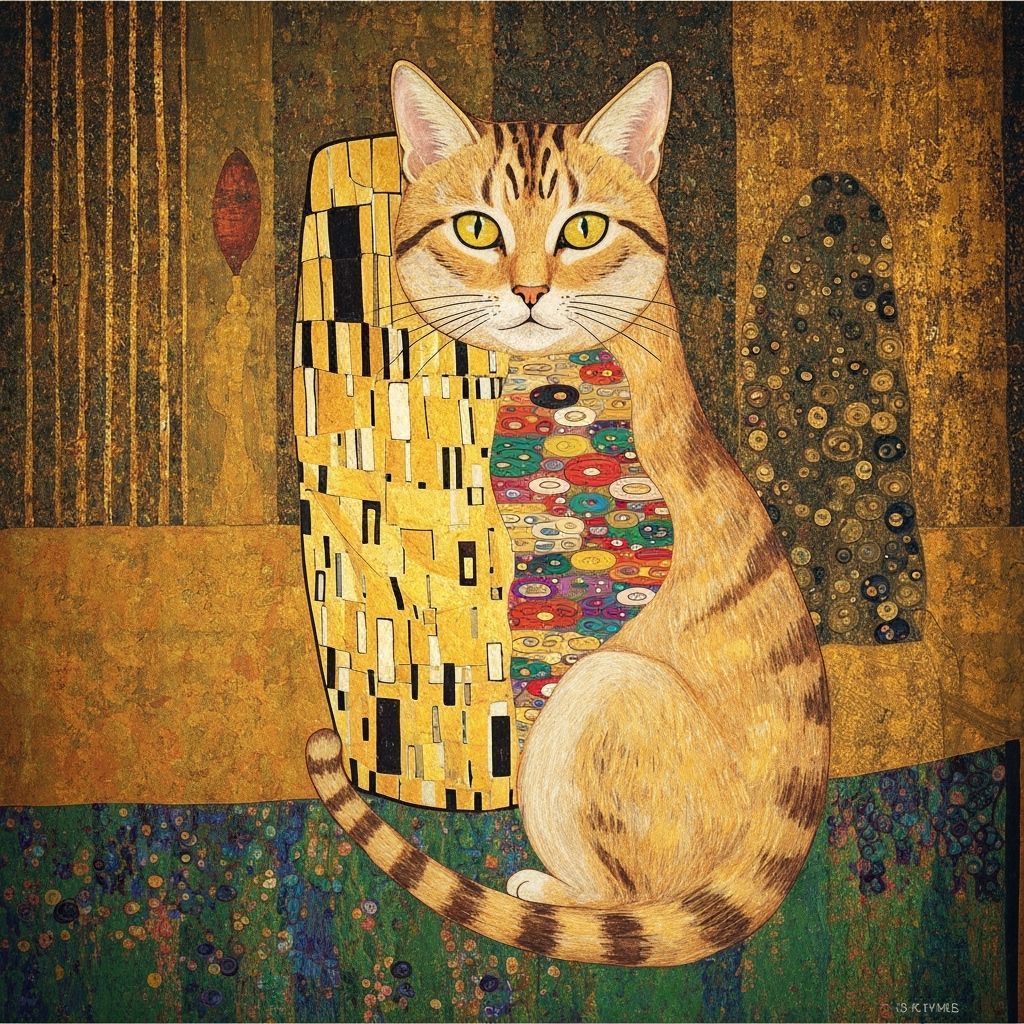 Cat Portrait in the Style of Klimt