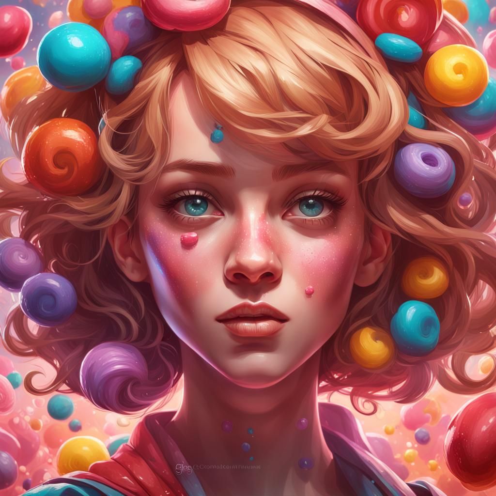 Hyperdetailed Portrait of Candy in Art Nouveau Style
