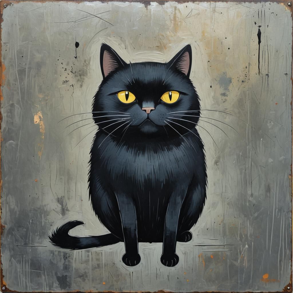 Sad, Fat, Black Cat 3