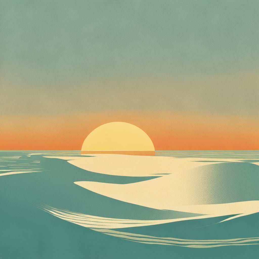 Ocean Sunrise in Constructivist Style