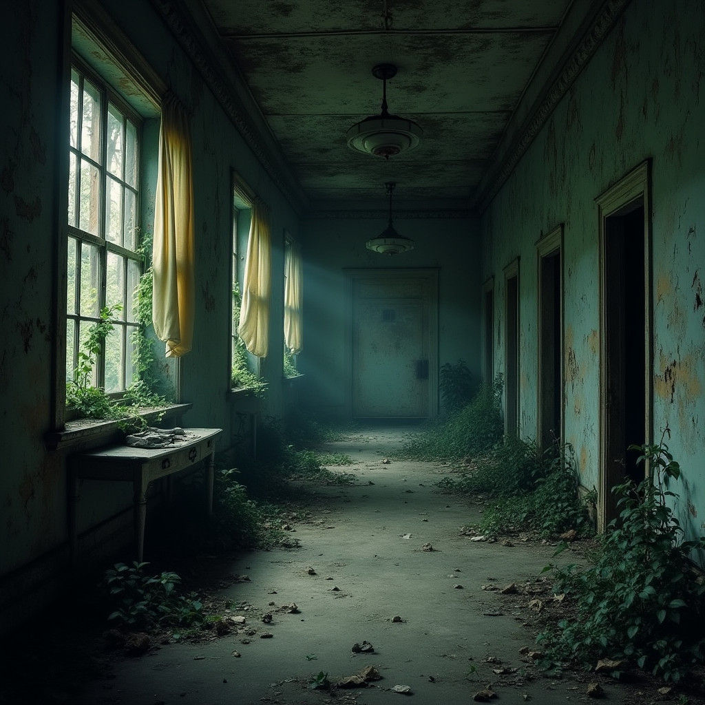 Abandoned Asylum in Atmospheric Digital Painting Style