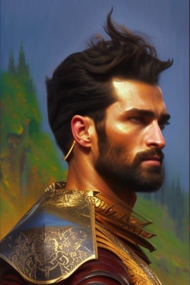 Elven Adventurer Portrait in Oil Painting Style