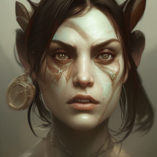 Detailed Orc Female Portrait in Hyperrealistic Style