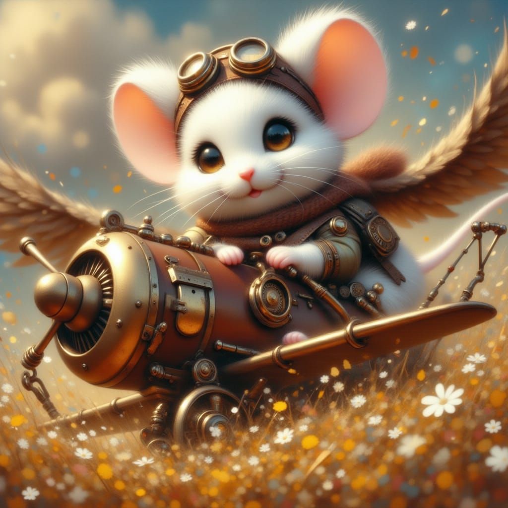 Steampunk Mouse Pilot and Crop Duster Plane