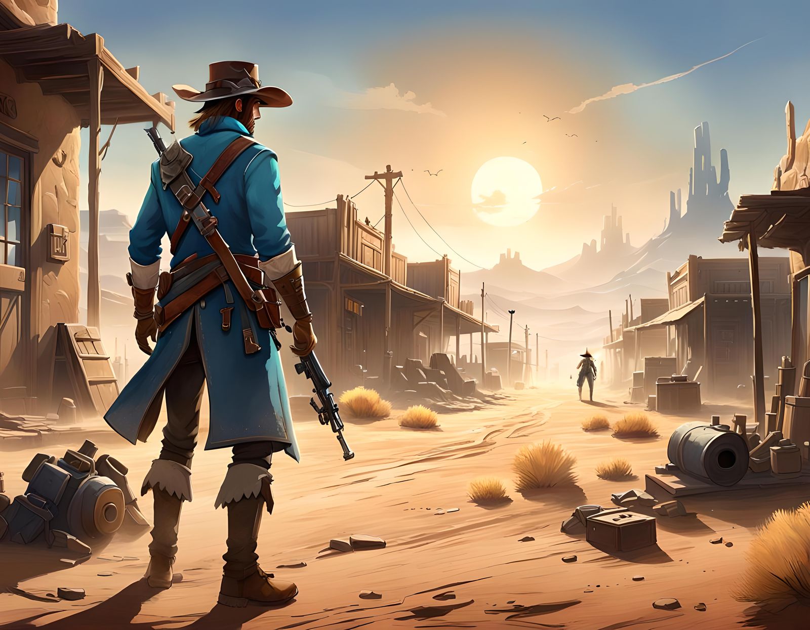 Gunslinger Duel in Desolate Desert Landscape: Breath of the ...