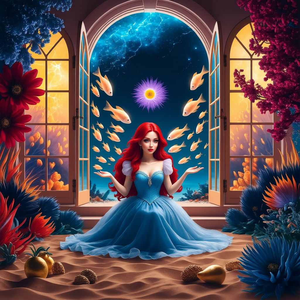 Underwater Princess in Amber Light