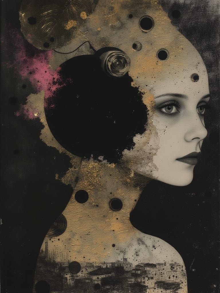 Woman in Gilded Psychedelic Foliage