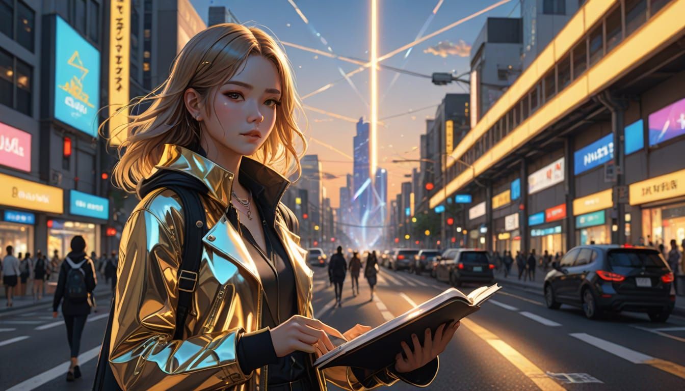 Prismatic Girl: 3D Anime Art on Fashion Road