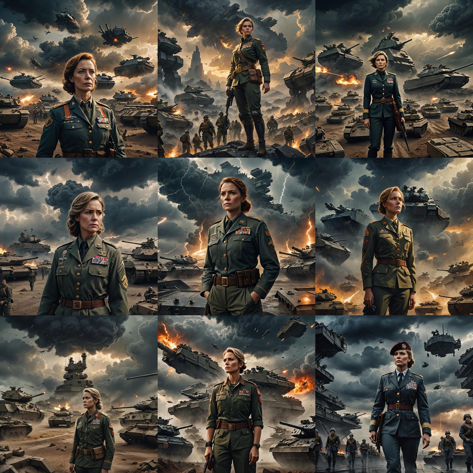 Confident Army Director Leading Troops: Matte Painting