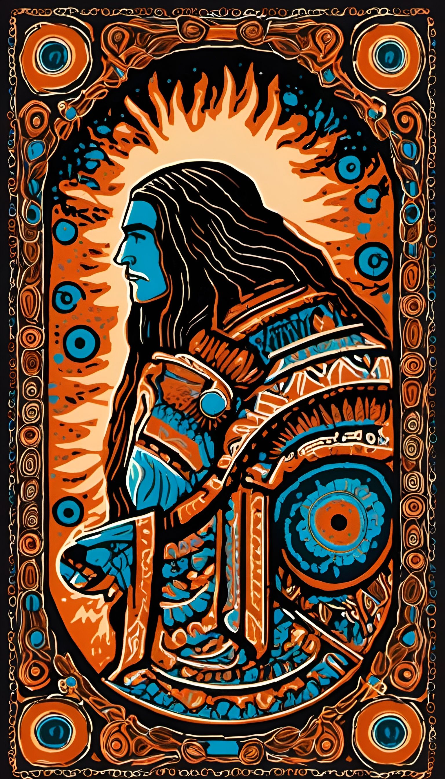 Astral Sasquatch in Native American Art Style