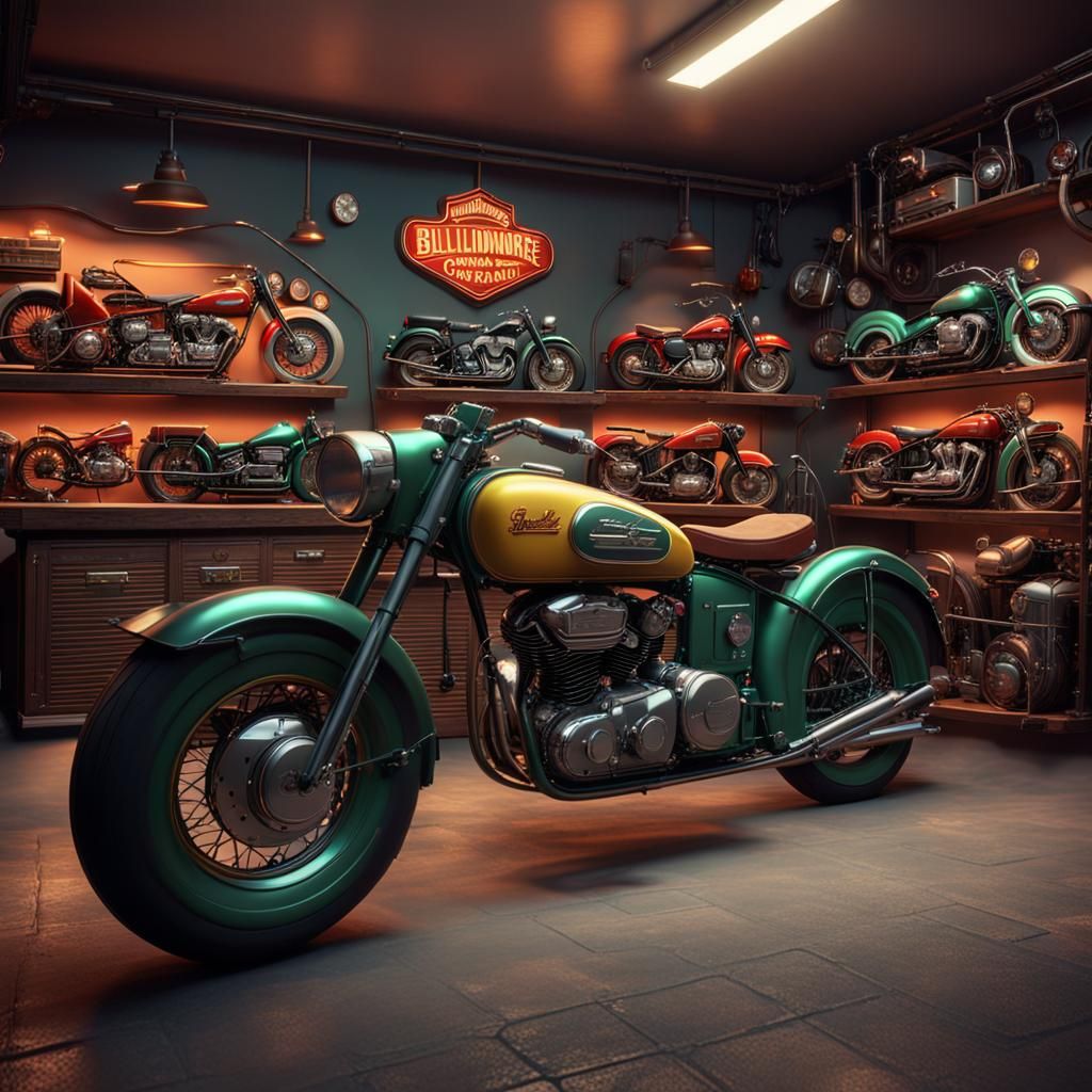Vintage Motorcycle Collection: Detailed Matte Painting