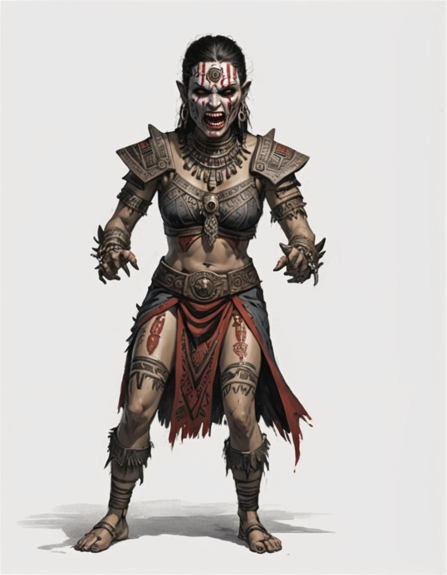 Aztec Vampire Woman in Digital Art Style