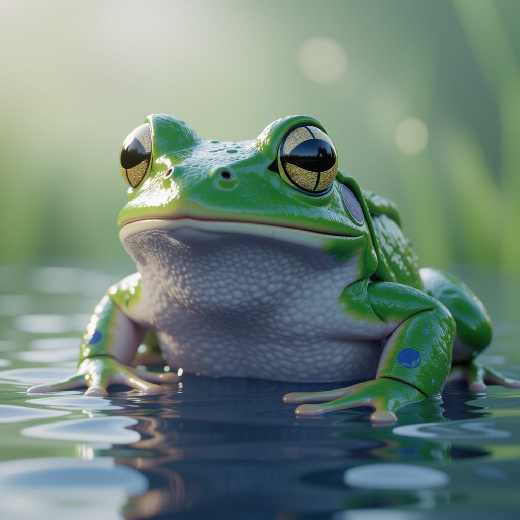 Detailed Frog Fantasy Matte Painting in Deep Colors