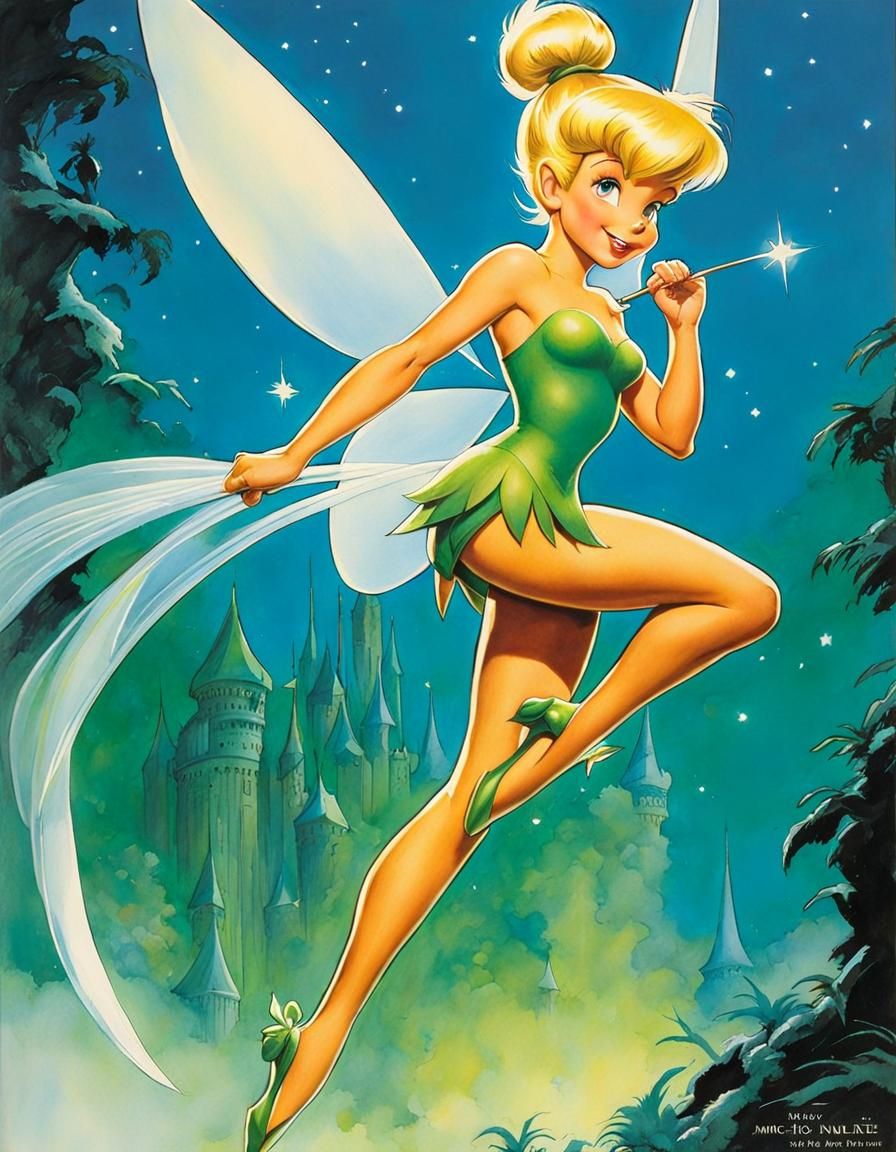 Tinkerbell in Acrylic and Watercolor Comic Style