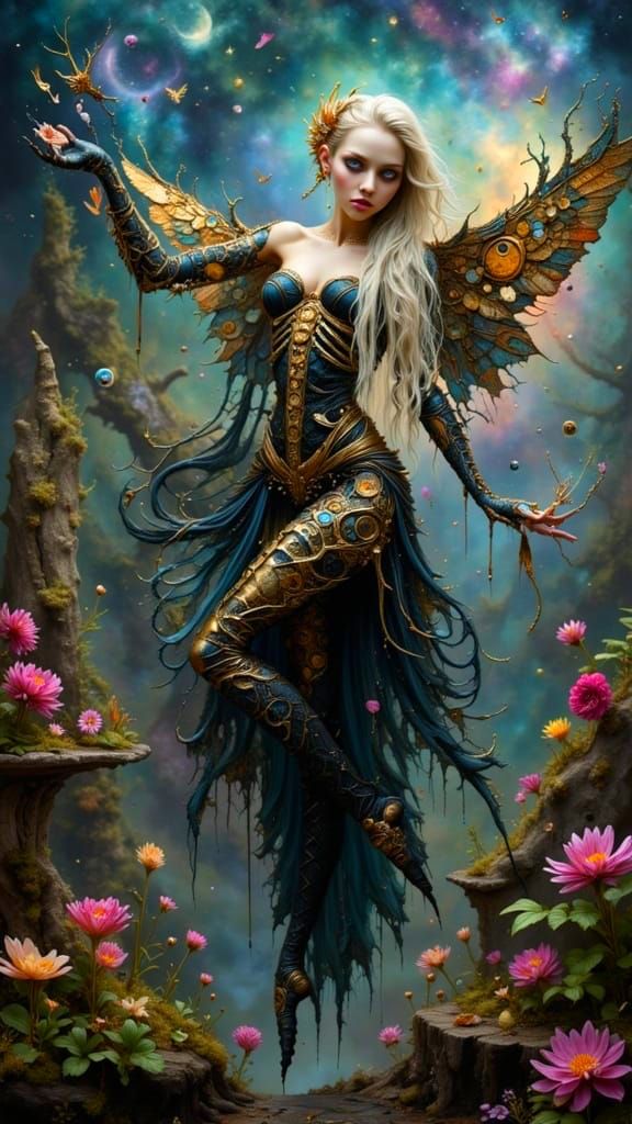 Ethereal Fairy with Clockwork Wings and Ecosystem Eyes