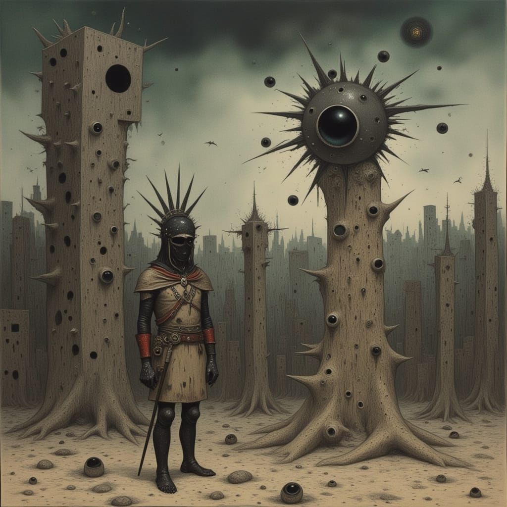 Ethereal Cityscape at Dusk in Dark Fantasy Style