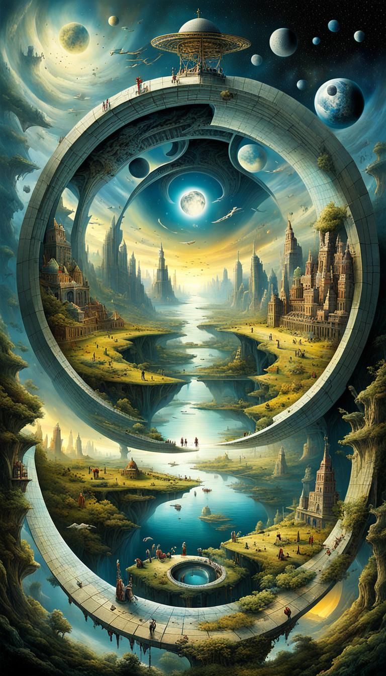 Surreal Stargate with Bonsai and Victorian Cottages