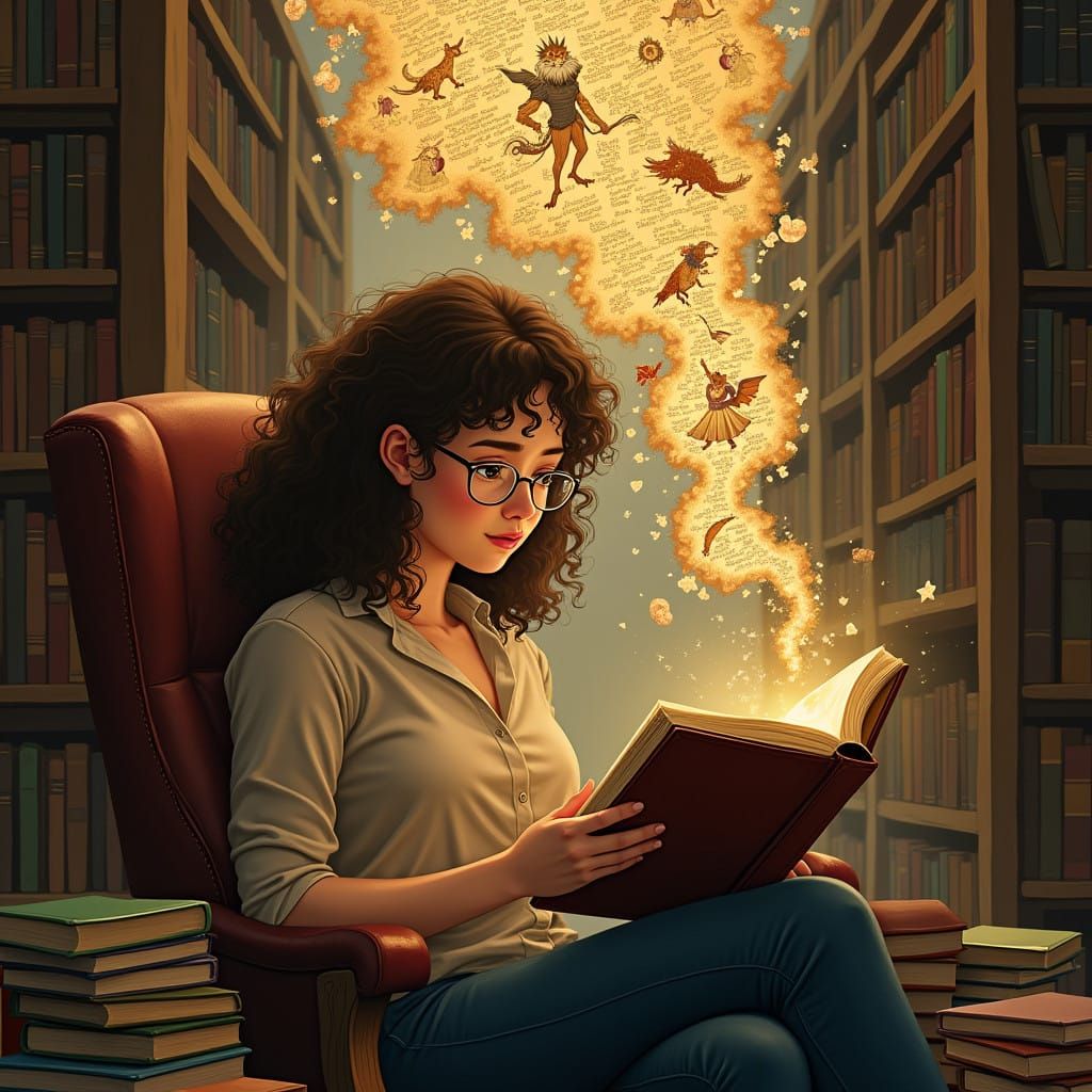 A Young Woman Lost in a World of Whimsy and Wonder