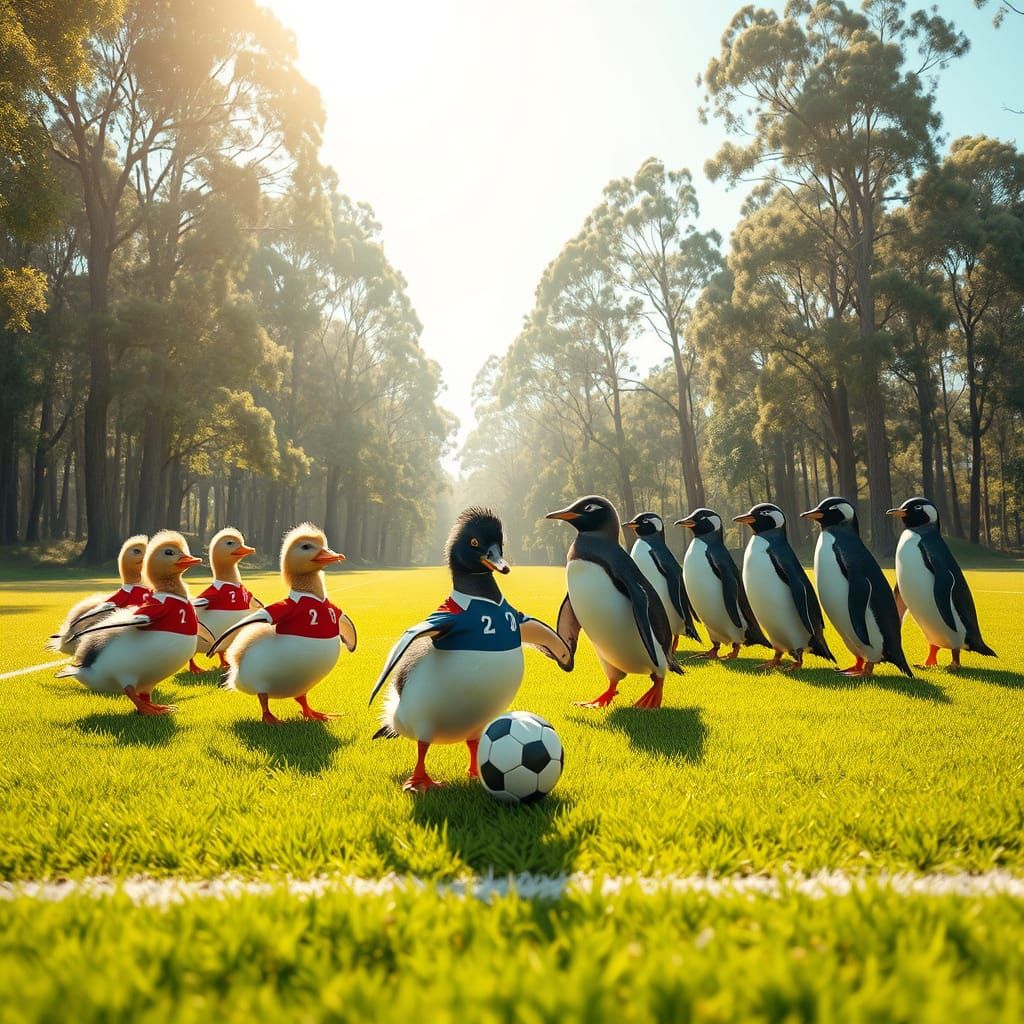 Ducks Play Soccer in Australian Forest