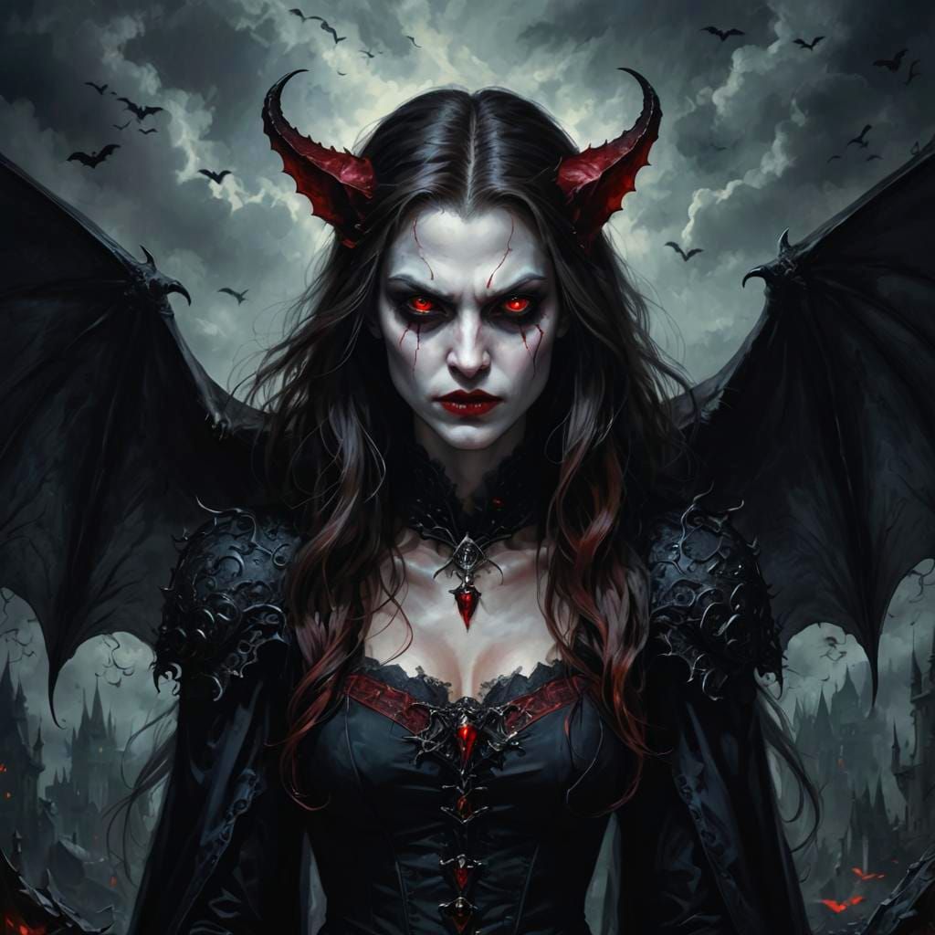 Vampire Warlock Casting Spell in Dark Fantasy Portrait