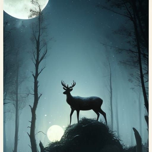 Moon Deer Dark Fantasy Concept Art