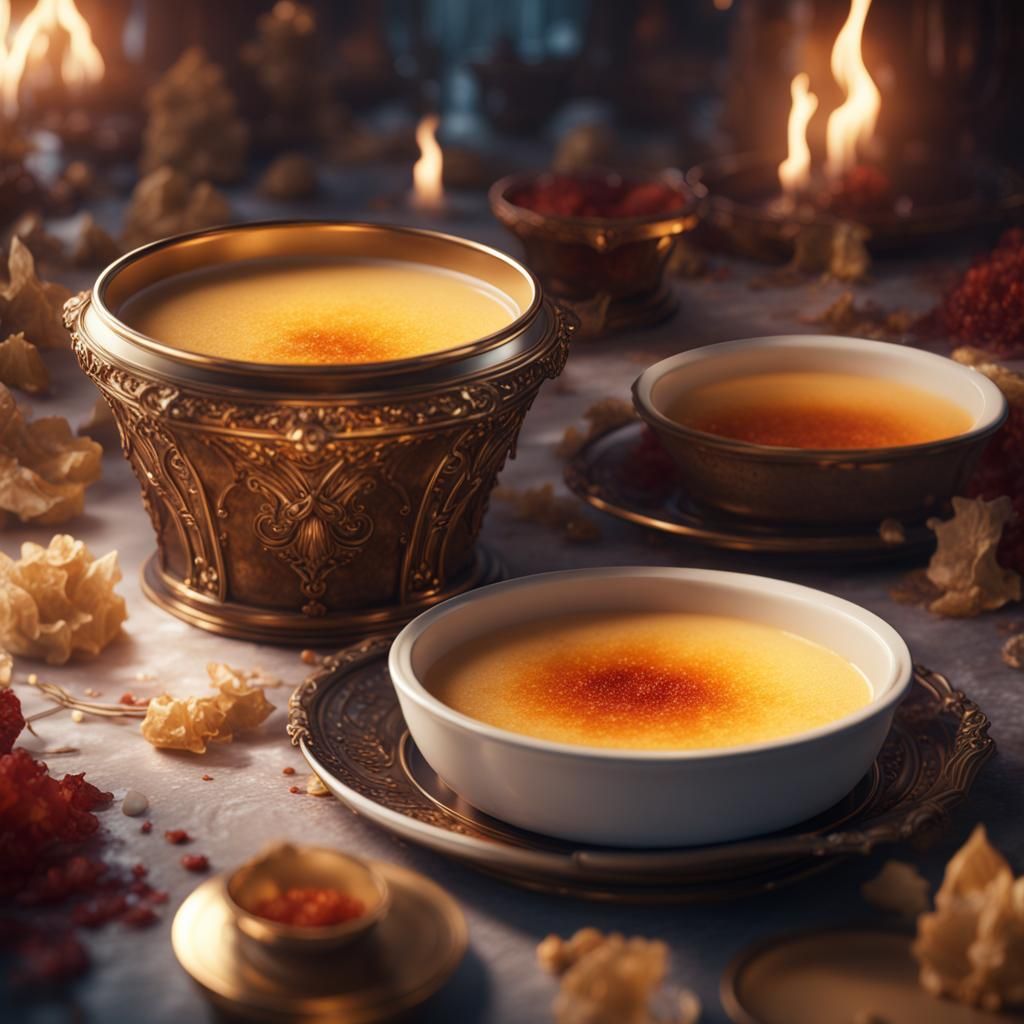 Detailed Vanilla Crème Brûlée Fantasy Concept Art