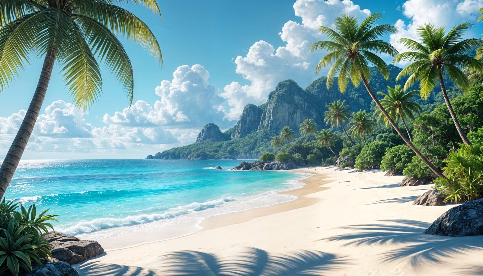 Surreal Paradisiac Beach Landscape in Dreamlike Style