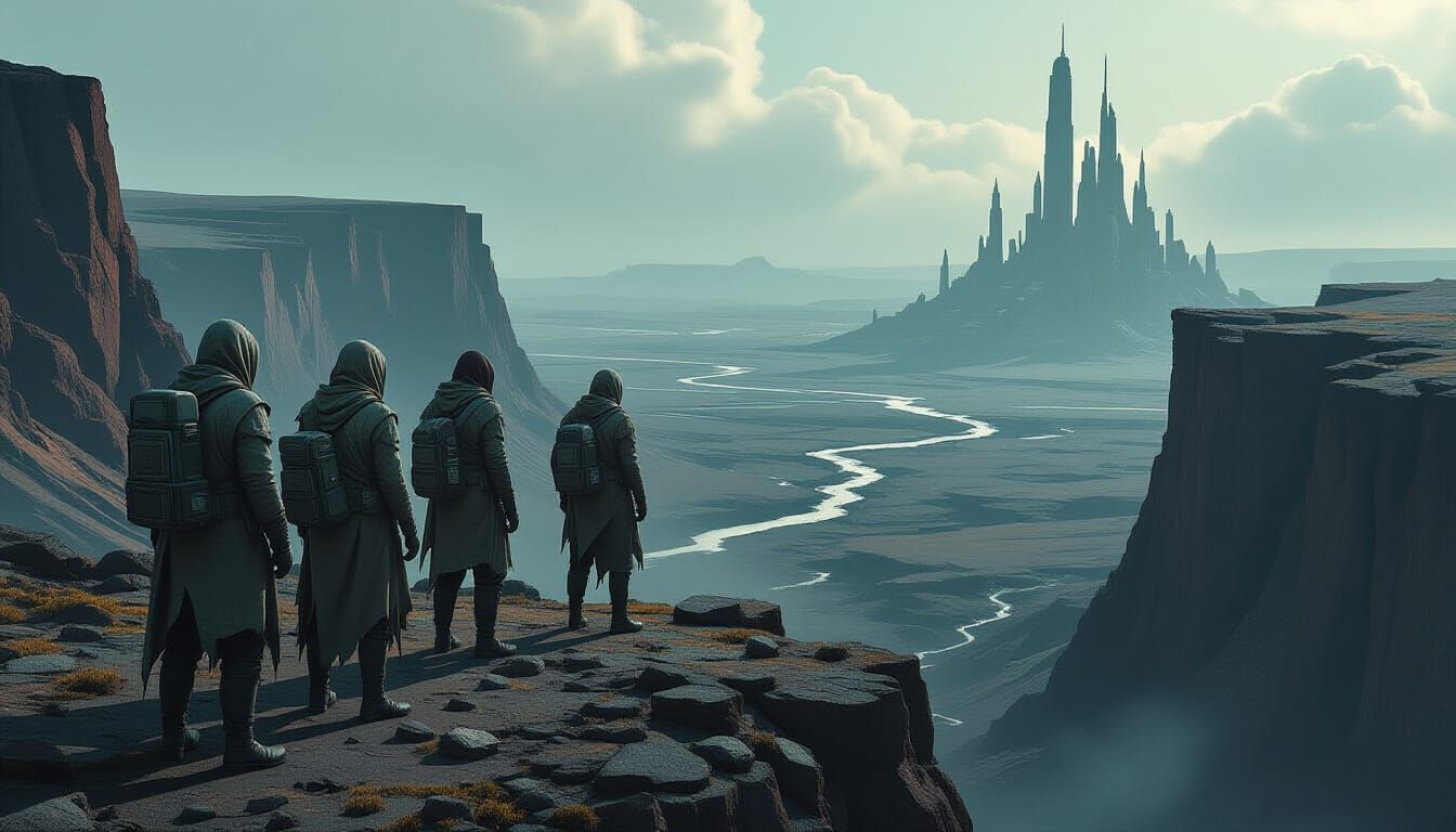 Desolate Alien Landscape in Gritty Matte Painting Style