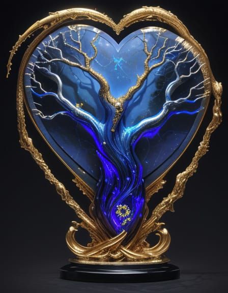 Surreal Lapis Lazuli Dragon Tree Buddha with Crystal Branche...