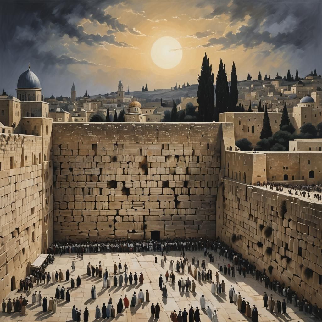 Western Wall in Jerusalem: Monochromatic Matte Painting