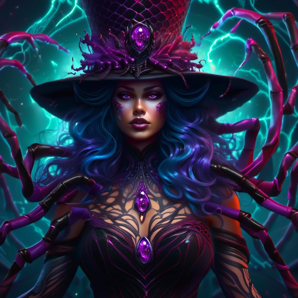 Eerie Witch Goddess of Spiders Portrait