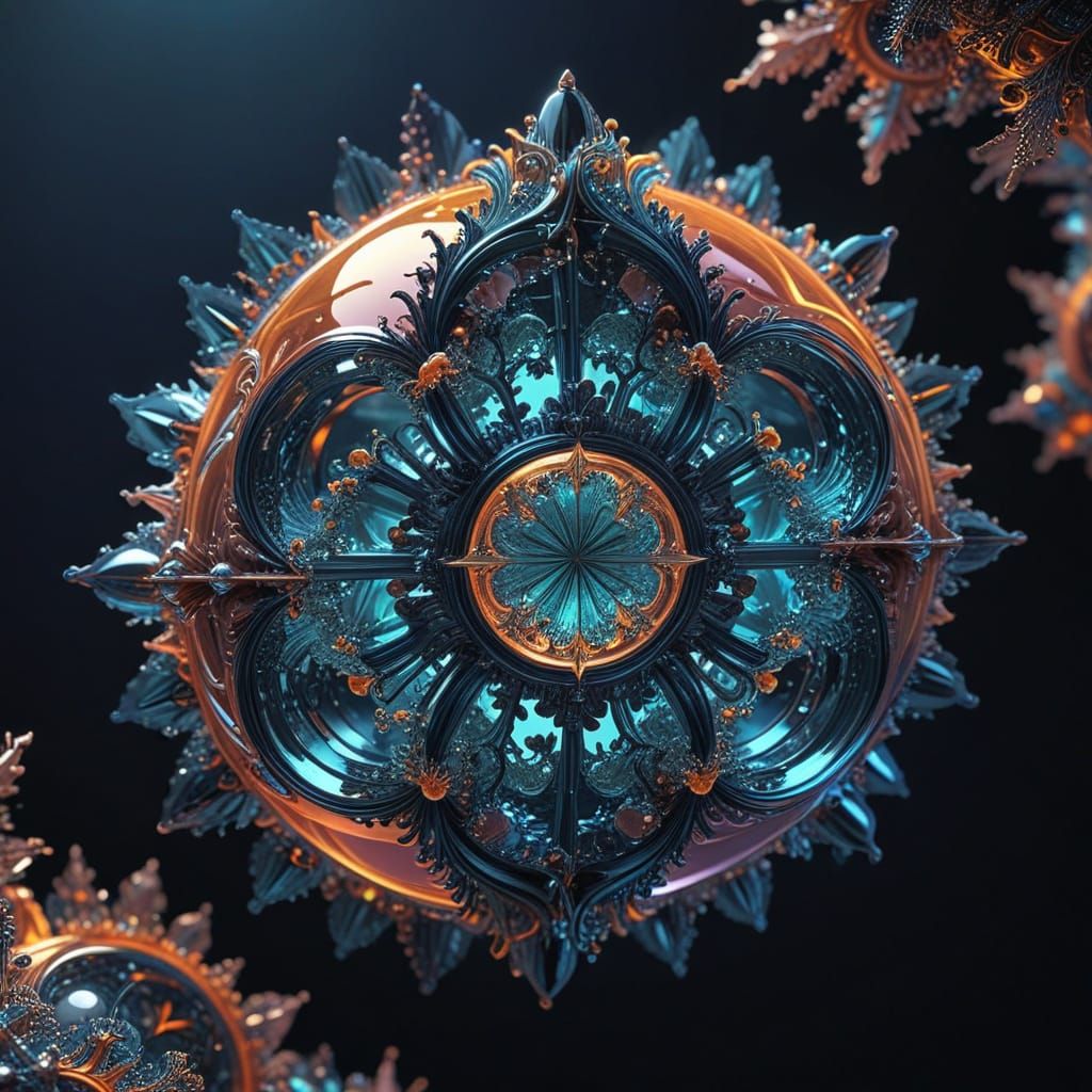 Intricate 3D Fractal Art with Glassy Refractions