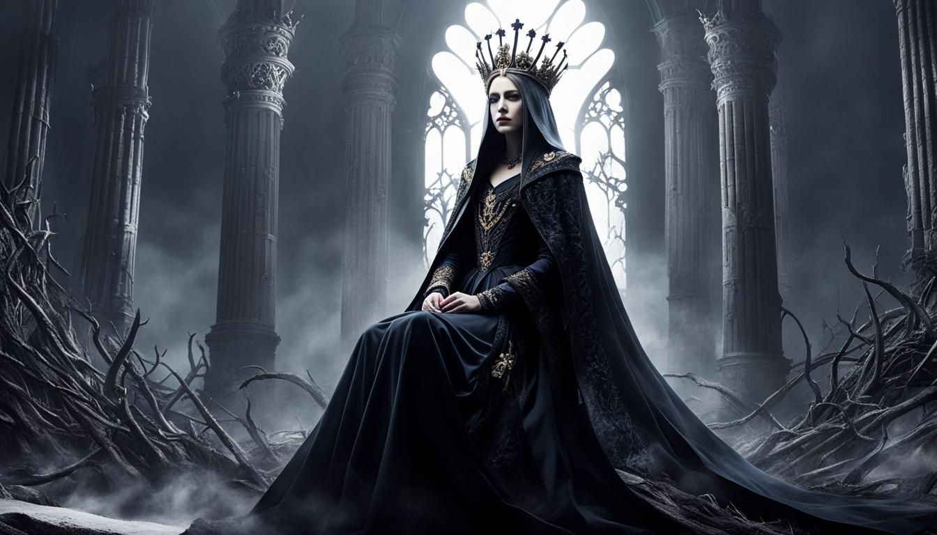 Gothic Queen of Sorrow in Darkness