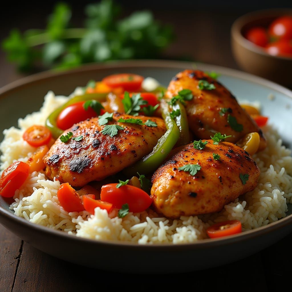 Sizzling Chicken Jalfrezi with Fresh Cilantro, in Vibrant Ph...