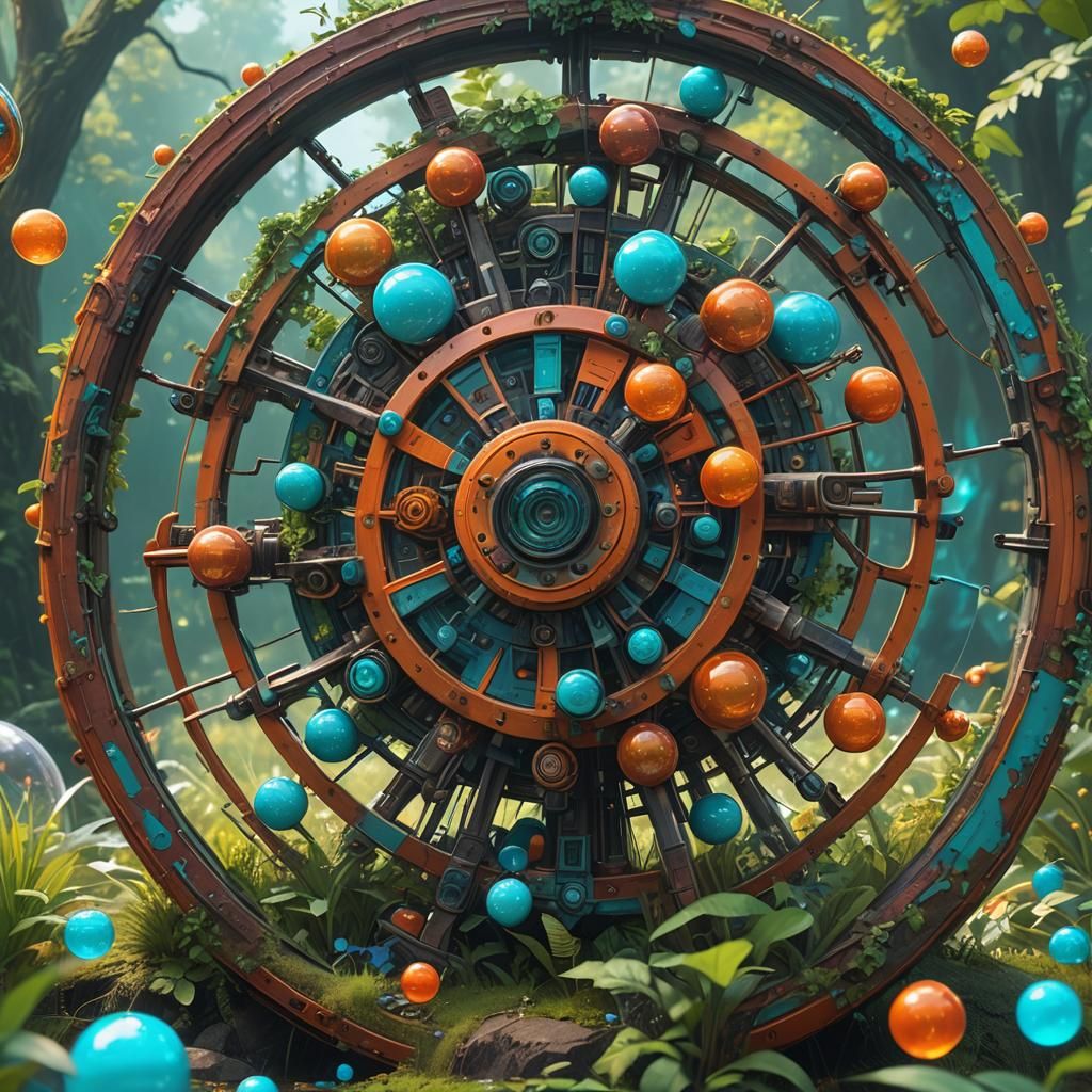 Vibrant Wheel of Colors in Fantasy Landscape