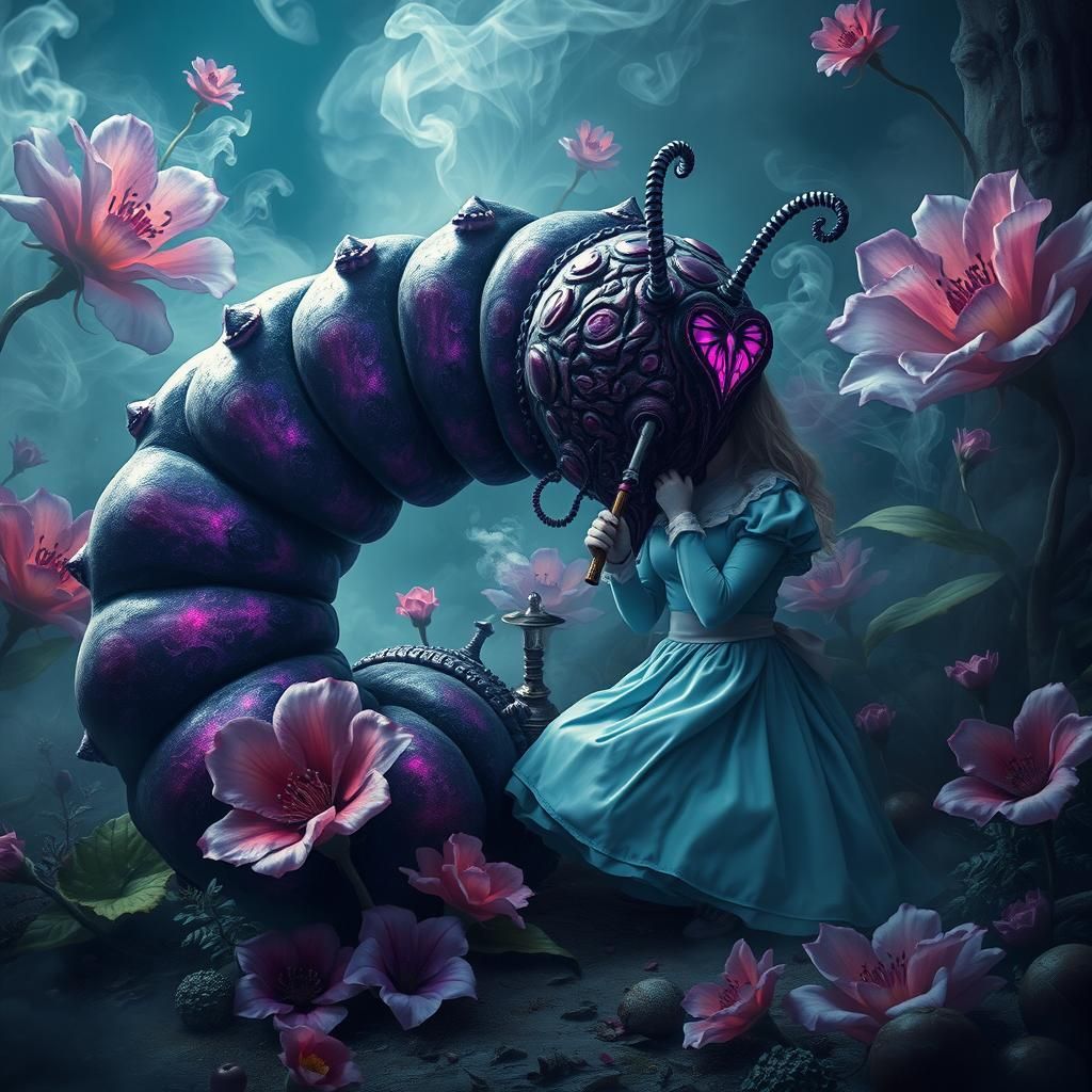 Gothic Alice in Wonderland with Purple Caterpillar