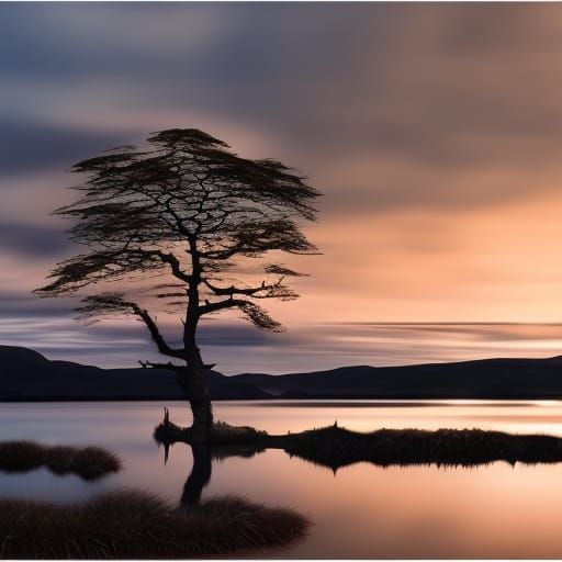 Scottish Loch at Sunrise: Epic Digital Painting