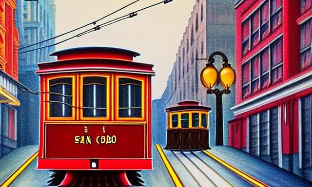 San Francisco Cable Car in Art Deco Style