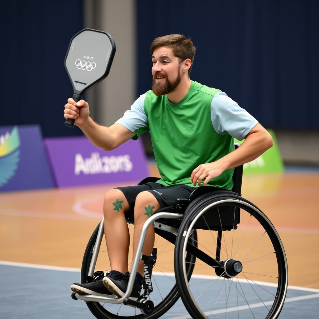 Athlete in Wheelchair Plays Pickleball with Determination
